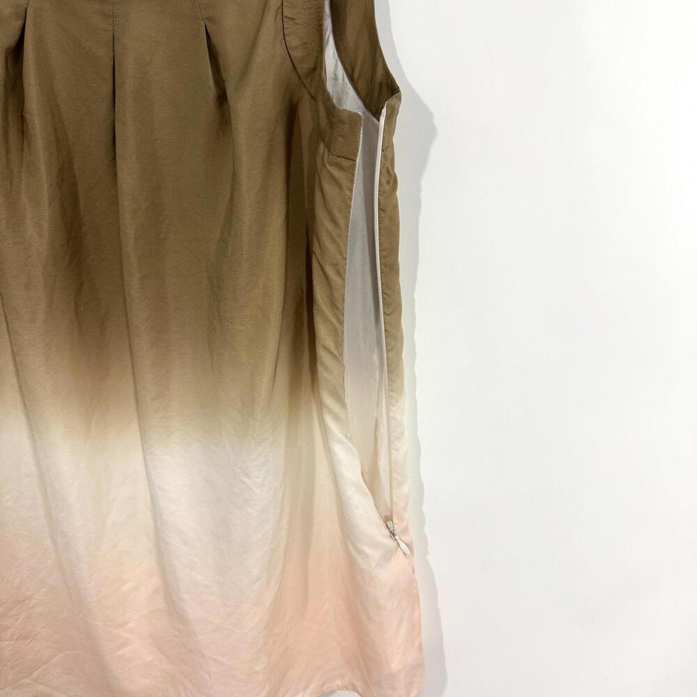 J. Crew Factory Women’s Size 2 Brown Ombre 100% Silk Pleated Sleeveless Blouse - Picture 4 of 6